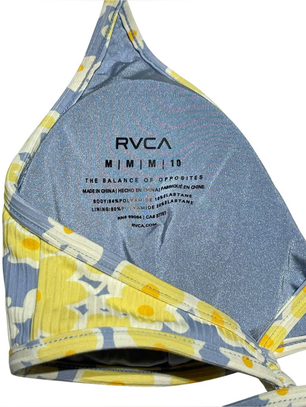 RVCA women's medium bikini top yellow & blue floral print - Picture 5 of 6